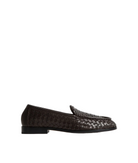 Brown woven loafer on a light gray background