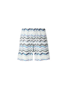 Striped shorts with a zigzag pattern on a white background