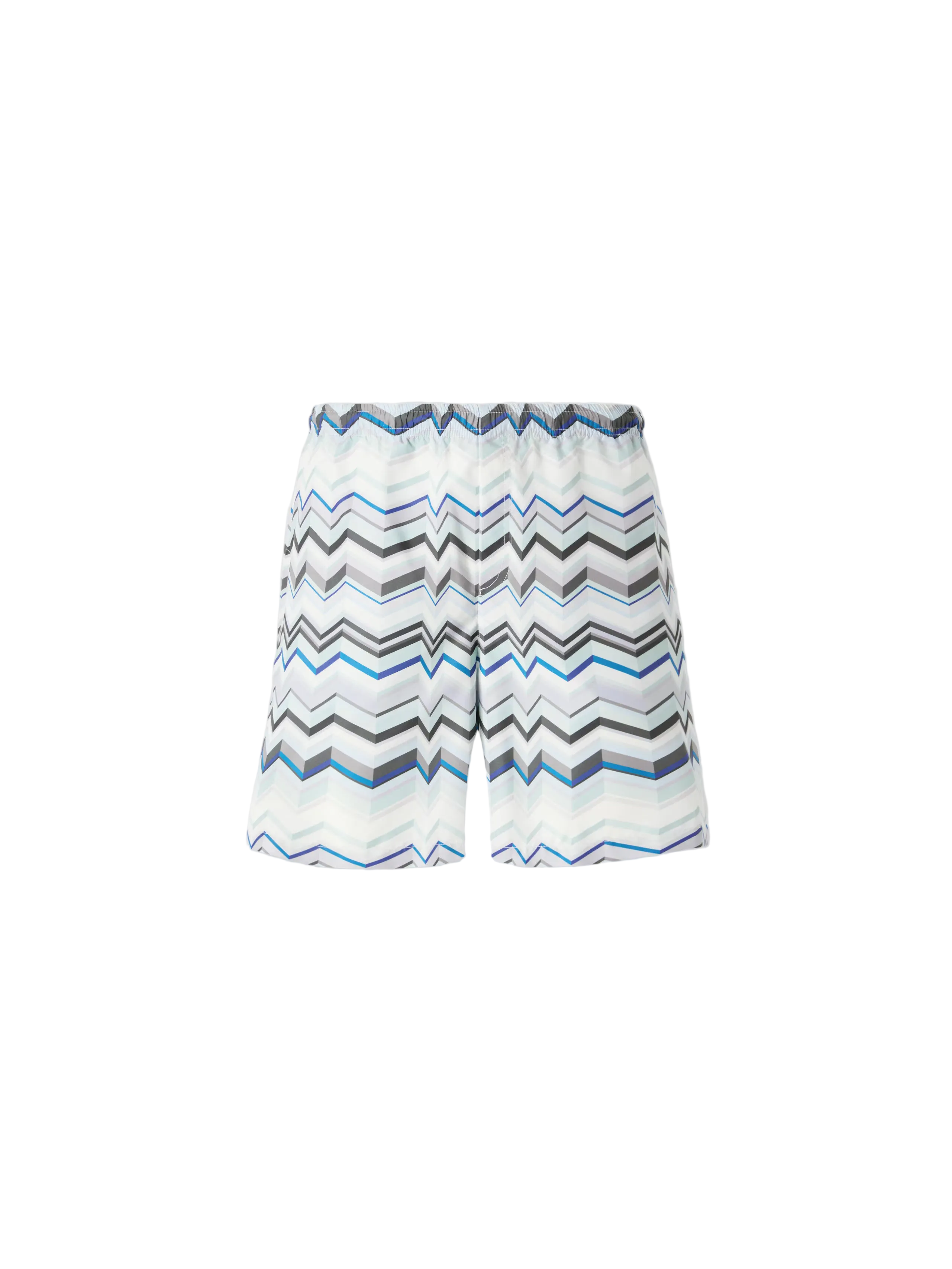 Striped shorts with a zigzag pattern on a white background