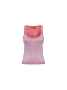 Pink knitted tank top on a light gray background