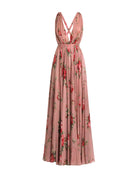 Pink floral dress on a light gray background
