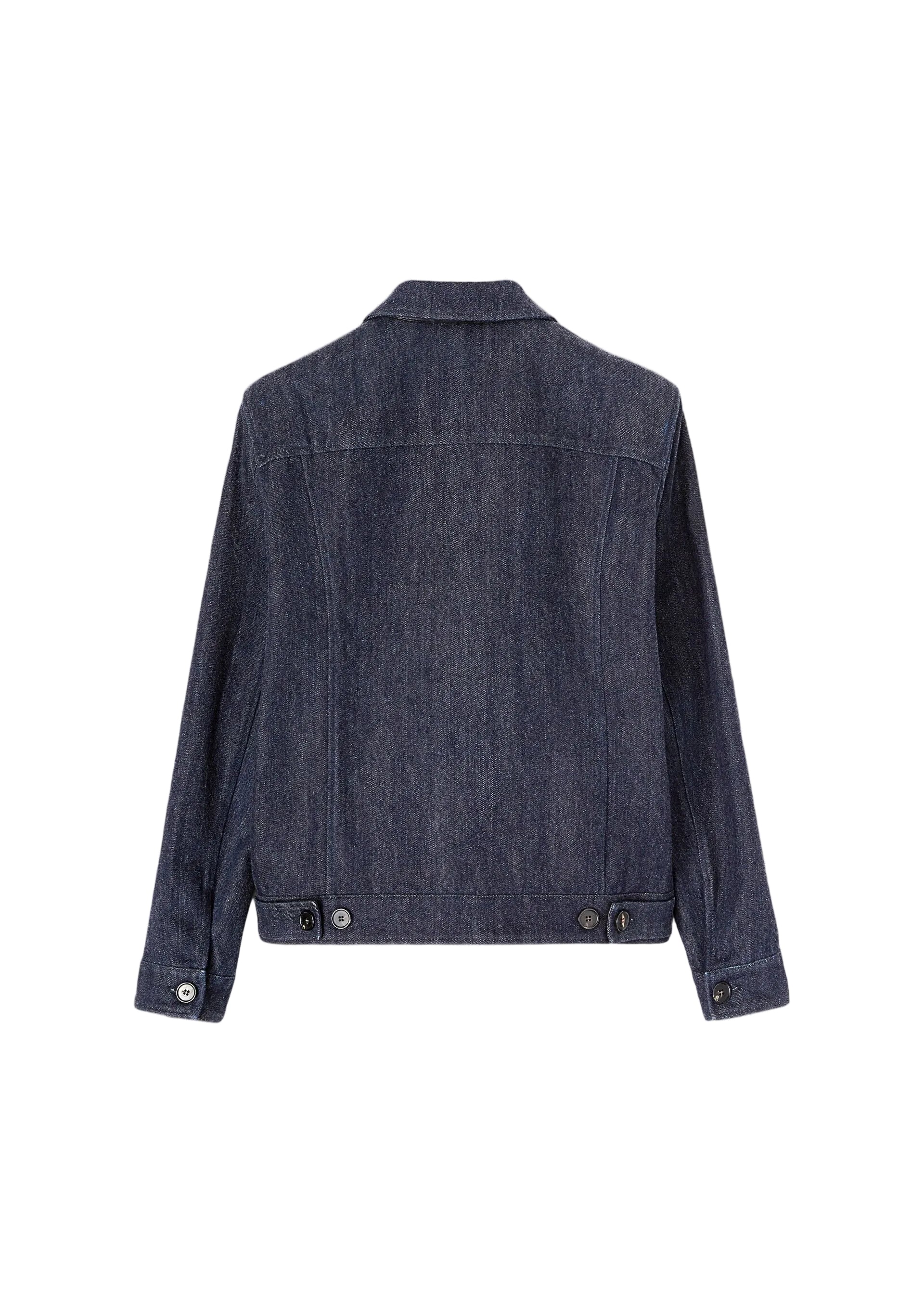 Blue denim jacket on a white background
