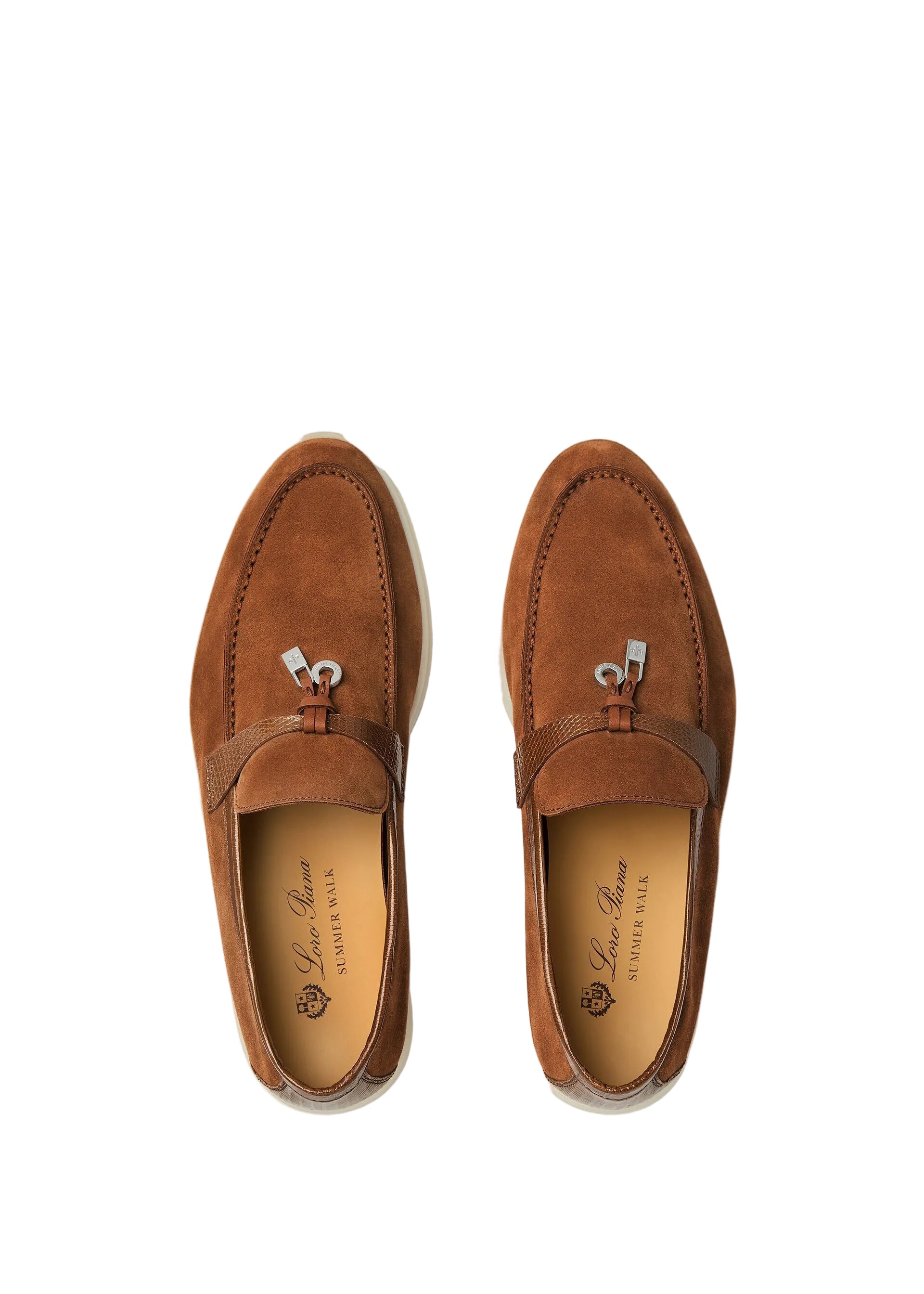 Pair of brown loafers on a white background