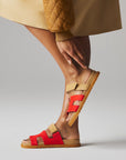 Hermès Chypre Sandals Rouge Grenadine / Beige Albinos
