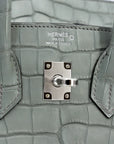 HERMÈS Birkin 25 Matte Alligator Gris Ciment