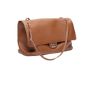 Brown leather handbag on a white background