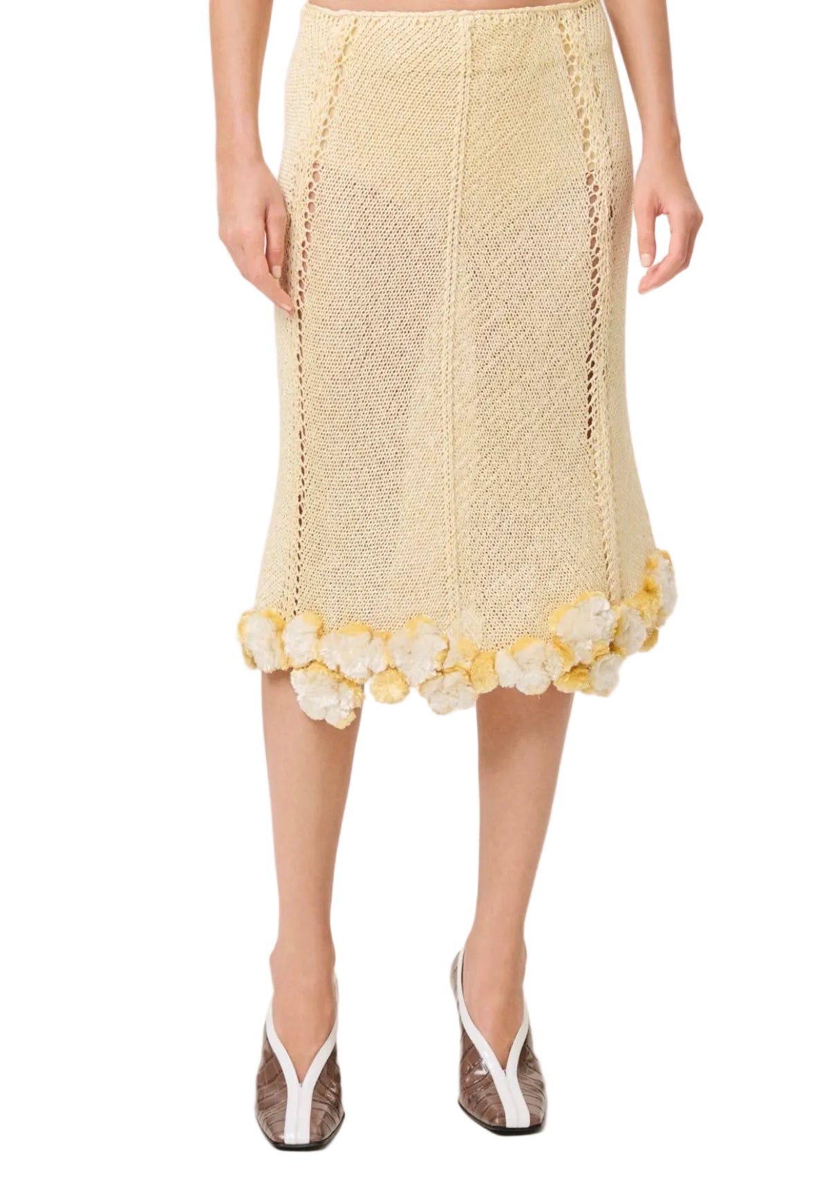 Skirt with floral hem on a white background