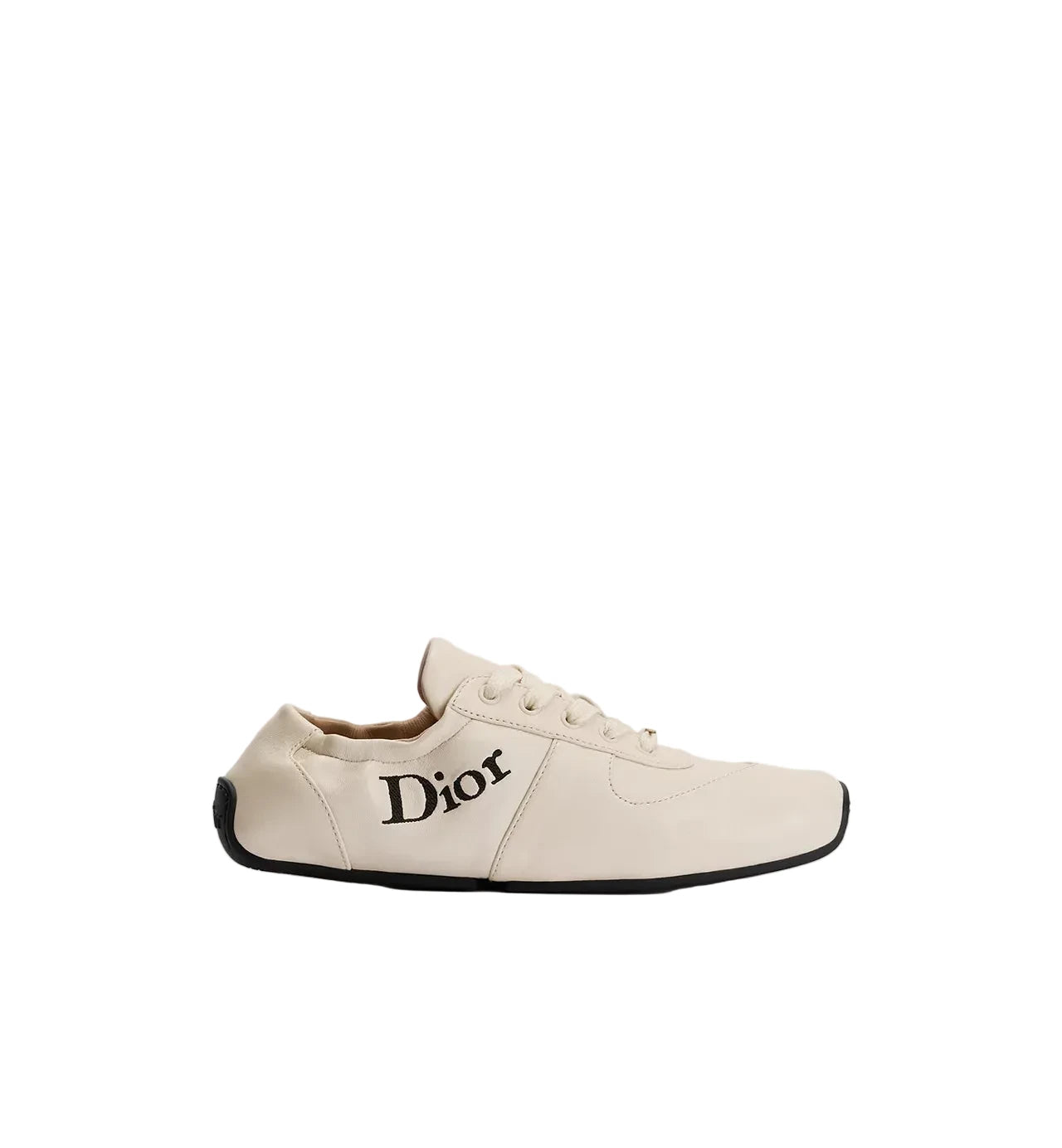 Beige sneaker with 'Dior' logo on a light gray background