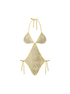 Gold bikini set on a light gray background