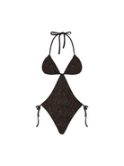 Black bikini set on a light gray background