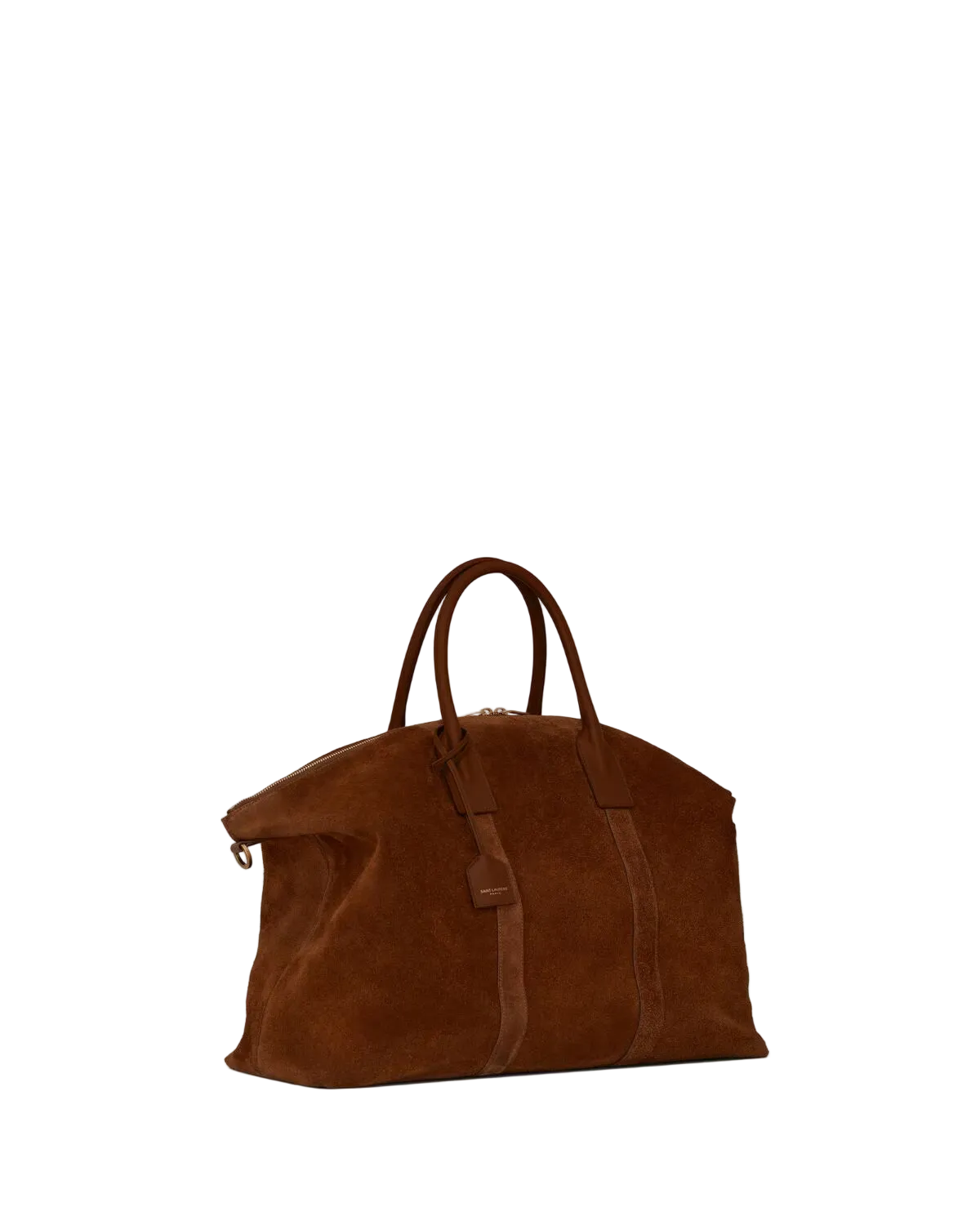 Brown leather bag on a white background