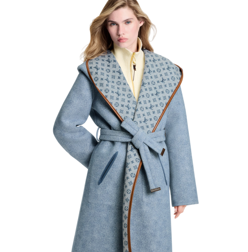 Louis Vuitton Reversible Signature Hooded Wrap Coat