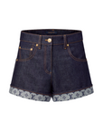 Louis Vuitton Cuffed Hem Denim Mini Shorts