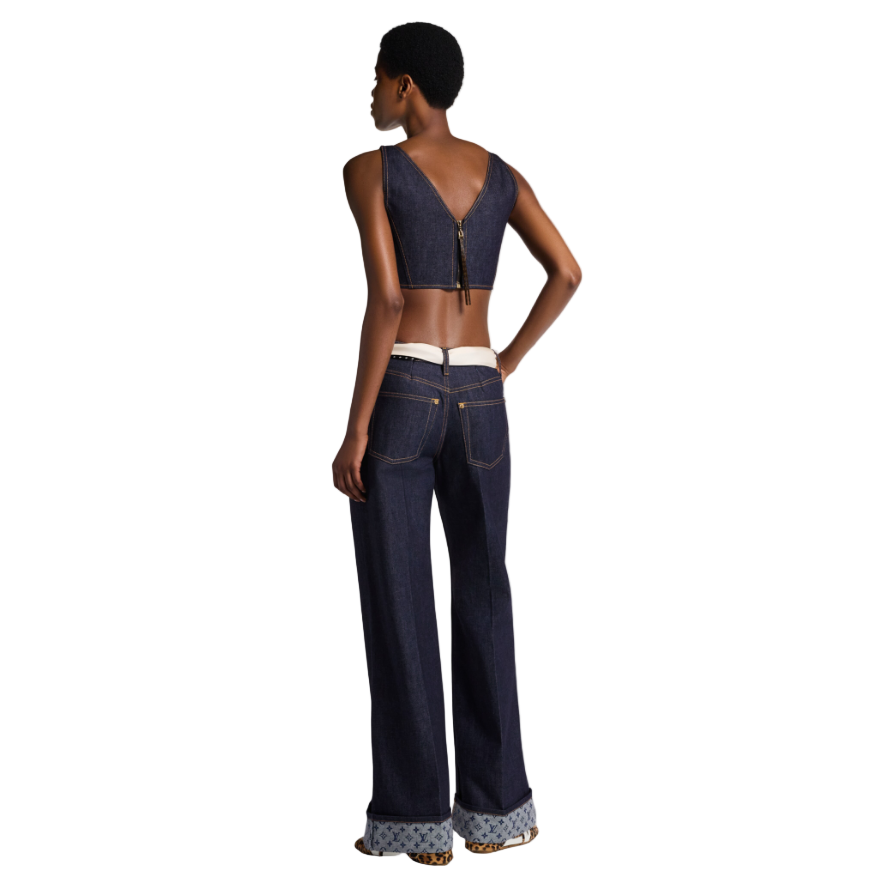 Louis Vuitton Denim V-Neck Crop Top