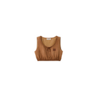Brown sleeveless top on a beige background
