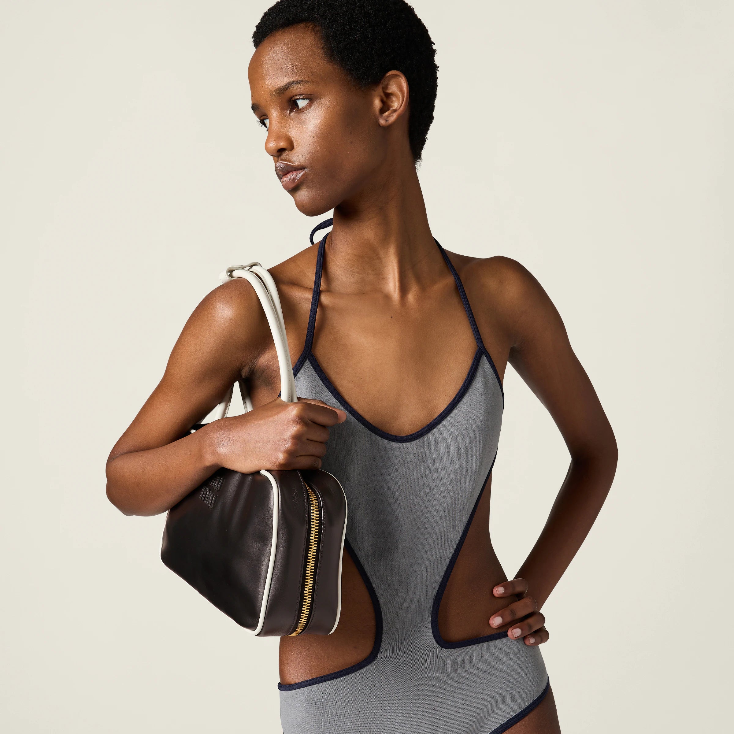 Miu Miu Technical Knit Swimsuit.