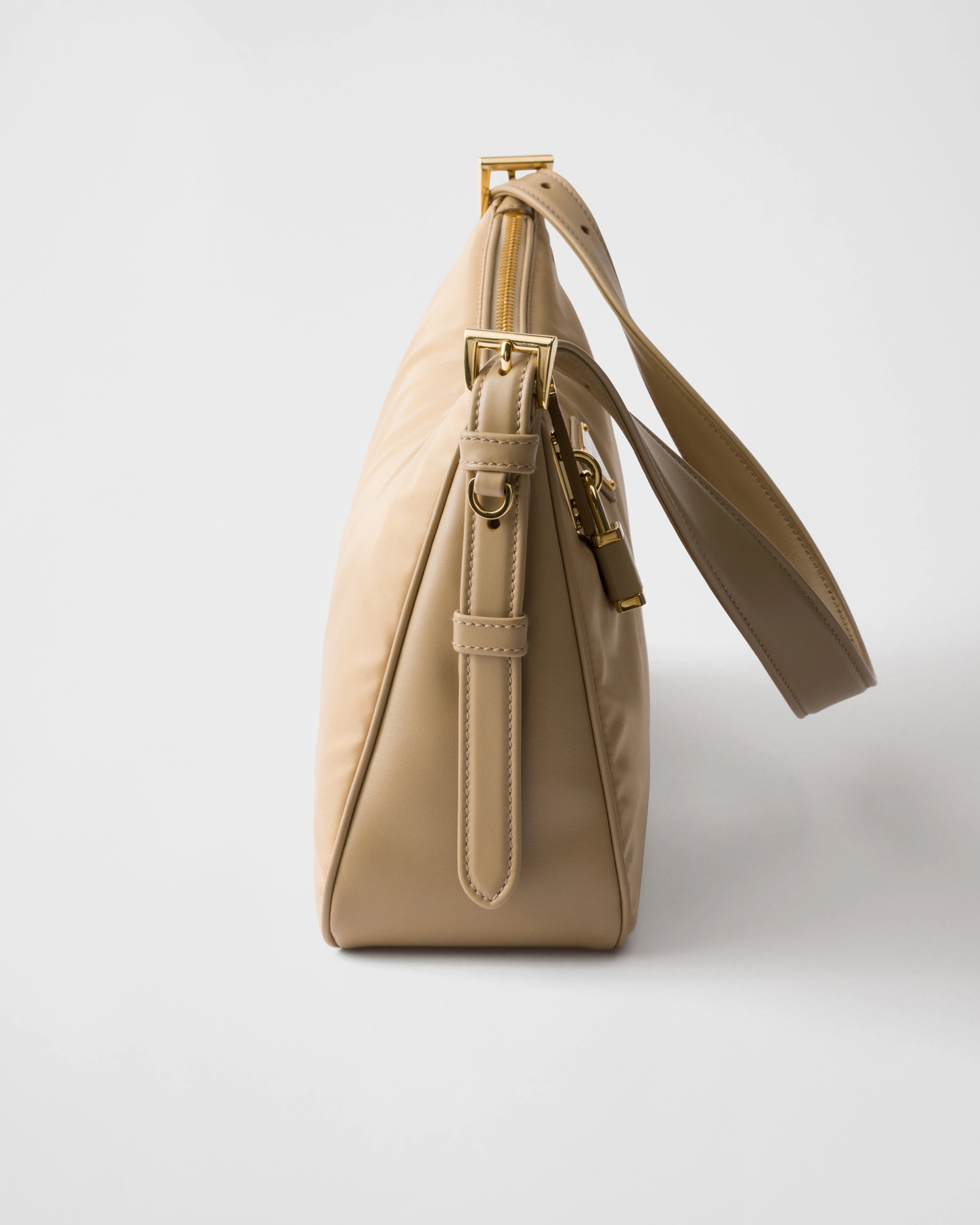 Prada Aimée Large Re-Nylon And Leather Shoulder Bag With Padlock.