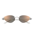 Oval rimless sunglasses with a silver metal frame and mirrored lenses that transition from warm bronze-gold at the top to dark gray at the bottom. The Cartier logo is visible on the left lens.