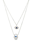 HAMSA HAND AND EVIL EYE NECKLACE LAYERED