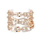 Rose gold bracelet with diamond accents on a white background
