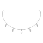 Silver necklace with pendant on a white background
