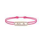 Pink bracelet with a decorative clasp on a white background